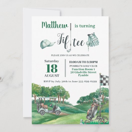 Invitation Golf Party 50ème Anniversaire Green Golf Course (Devant)