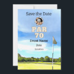 Invitation Golf Party 70th Birthday Enregistrer la date pour<br><div class="desc">Économisez la date pour une fête spéciale de golf fêtant un 70e anniversaire! Cette fête sera un trou en un pour n'importe quel fan du sport. Que vous soyez un pro chevronné ou que vous soyez en train de commencer, venez vous amuser ! Invitation de carte pour Coach, Instructeur, enseignant,...</div>