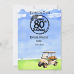 Invitation Golf Party 80th Birthday Enregistrer la date pour<br><div class="desc">Économisez la date pour une fête spéciale de golf fêtant un 80e anniversaire! Cette fête sera un trou en un pour n'importe quel fan du sport. Que vous soyez un pro chevronné ou que vous soyez en train de commencer, venez vous amuser ! Invitation de carte pour Coach, Instructeur, enseignant,...</div>