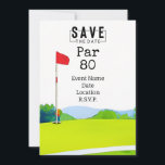 Invitation Golf Party 80th Birthday Enregistrer la date pour<br><div class="desc">Économisez la date pour une fête spéciale de golf fêtant un 80e anniversaire! Cette fête sera un trou en un pour n'importe quel fan du sport. Que vous soyez un pro chevronné ou que vous soyez en train de commencer, venez vous amuser ! Invitation de carte pour Coach, Instructeur, enseignant,...</div>