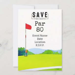 Invitation Golf Party 80th Birthday Enregistrer la date pour 