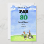 Invitation Golf Party 80th Birthday Enregistrer la date pour (Devant)