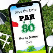 Invitation Golf Party 80th Birthday Enregistrer la date pour 