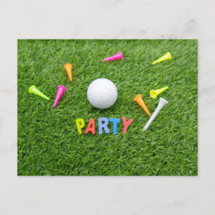 Invitation Golf Party avec balle de golf et tee gr