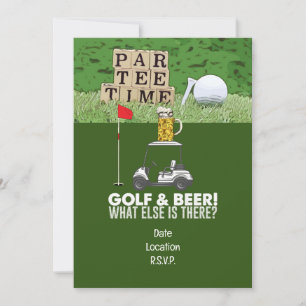 Invitation Golf Party Golf and Beer Funny Saying for golfeur