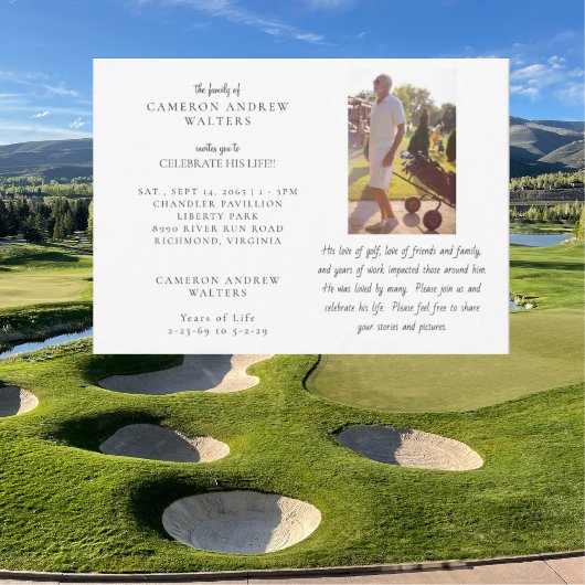 Invitation Golf Photo Celebration of LIfe