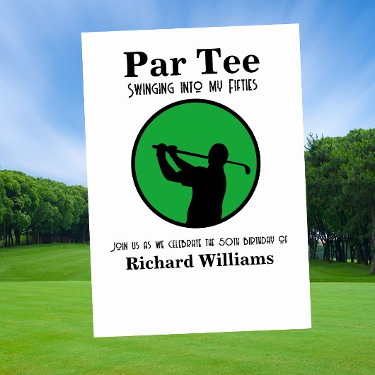 Invitation Golf Player Swinging into My Fifties 50th Birthday