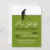Invitation Golf professionnel, Golf Silhouette, Anniversaire (Devant)