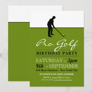Invitation Golf professionnel, Golf Silhouette, Anniversaire
