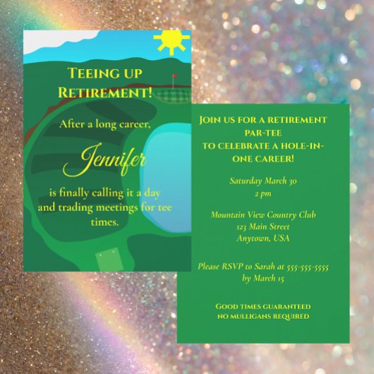 Invitation Golf Retirement Party, Tee Time Retirement