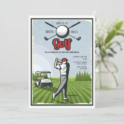 Invitation Golf Retro (Debout devant)