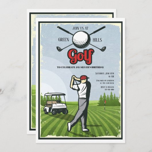 Invitation Golf Retro (Devant / Derrière)