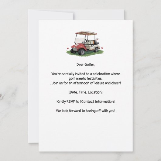 Invitation Golf Retro Chic : Femme Golfeuse au Green (Dos)
