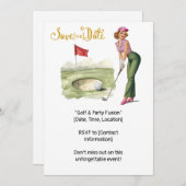 Invitation Golf Retro Golf Chic : Golfeuse sur le Green (Devant / Derrière)