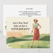 Invitation Golf  Retro Golf Chic: Woman Golfer at the Green (Devant / Derrière)