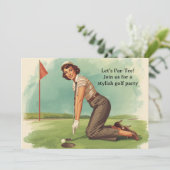 Invitation Golf  Retro Golf Chic: Woman Golfer at the Green (Debout devant)
