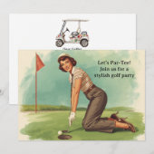 Invitation Golf  Retro Golf Chic: Woman Golfer at the Green (Devant / Derrière)
