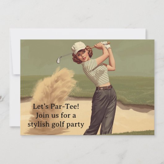 Invitation Golf  Retro Golf Chic: Woman Golfer at the Green (Devant)