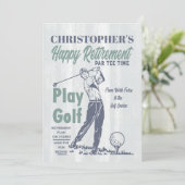 Invitation Golf Retro Happy Retirement Party (Debout devant)