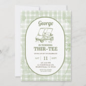 Invitation Golf Sage Green Stripes Trente Anniversaire (Devant)