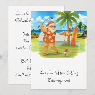 Invitation Golf Santa Claus golf Noël été Thème