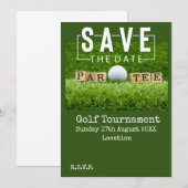 Invitation Golf Sauvegarder la date avec une balle de golf su (Devant / Derrière)