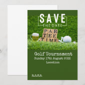 Invitation Golf Sauvegarder la date avec une balle de golf su (Devant / Derrière)