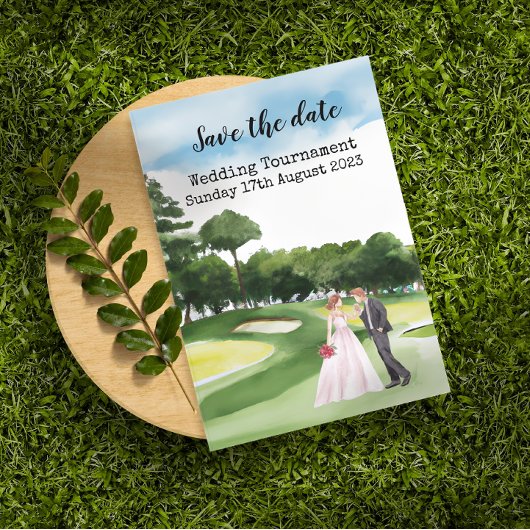 Invitation Golf Sauvegarder la date Golf Mariage Aquarelle go