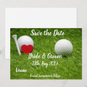 Invitation Golf Sauvegarder la date pour le mariage avec amou (Devant / Derrière)