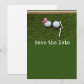 Invitation Golf Sauvez la date avec le drapeau américain et l (Devant / Derrière)