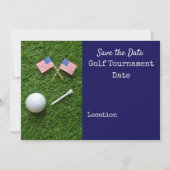 Invitation Golf Sauvez la date avec le drapeau de l'Amérique  (Devant)