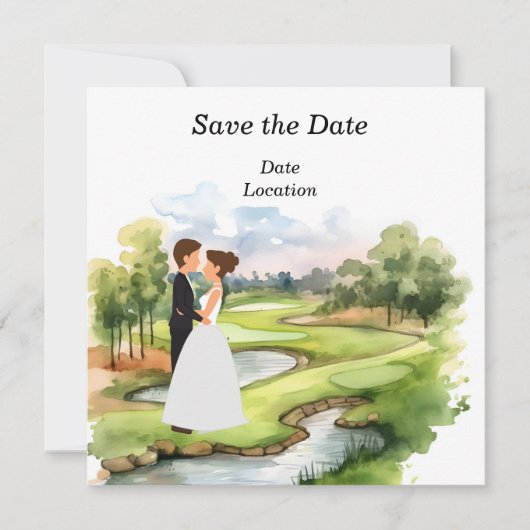 Invitation Golf Sauvez la date de mariage (Devant)