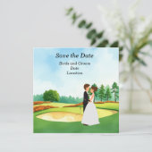 Invitation Golf Sauvez la date de mariage (Debout devant)