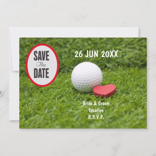 Invitation Golf Sauvez la date pour golfeur avec amour de bal (Devant)