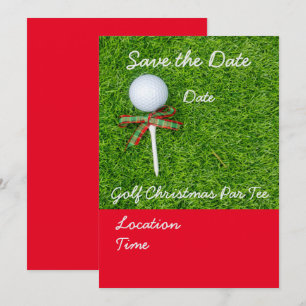 Invitation Golf Sauvez la date pour Noël avec balle de golf
