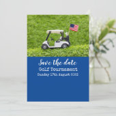 Invitation Golf Save the Date avec le drapeau de l'Amérique (Debout devant)