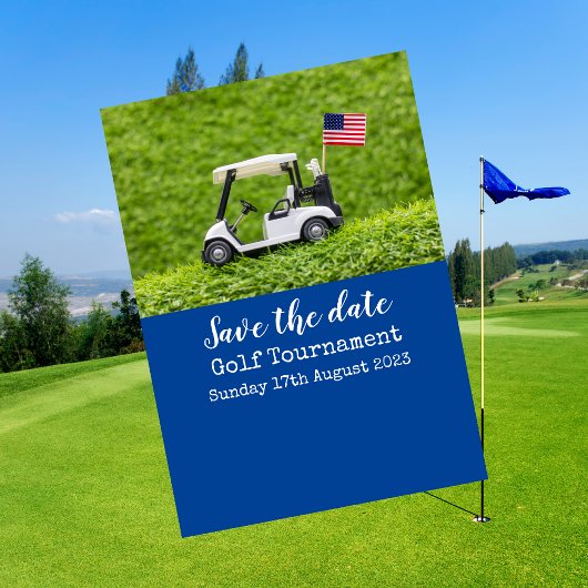 Invitation Golf Save the Date avec le drapeau de l'Amérique