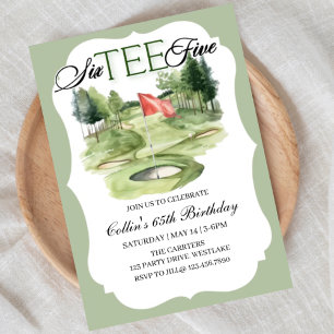 Invitation Golf SIX-TEE Anniversaire, 65, Golf Anniversaire,