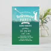 Invitation Golf Sport Retraite Party aquarelle bleu ciel (Debout devant)