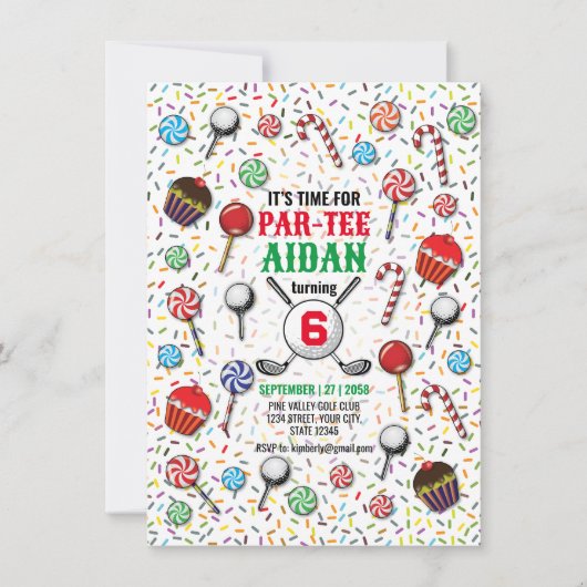 Invitation Golf sur mesure Anniversaire Par Tee Design (Devant)