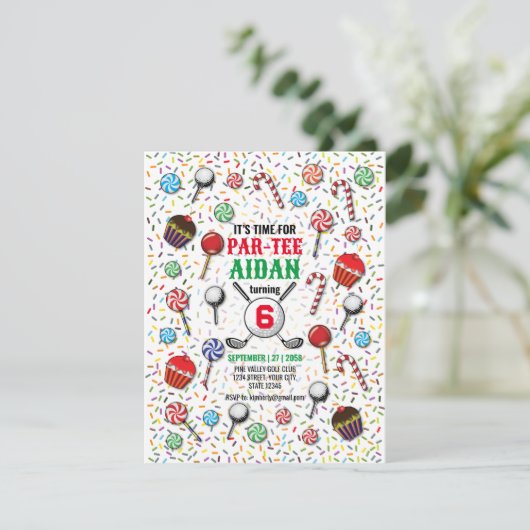 Invitation Golf sur mesure Anniversaire Par Tee Design (Debout devant)