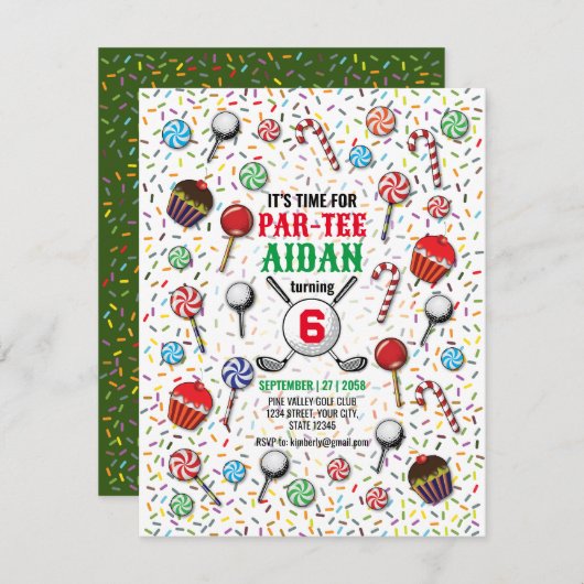 Invitation Golf sur mesure Anniversaire Par Tee Design (Devant / Derrière)