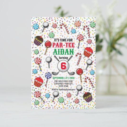 Invitation Golf sur mesure Anniversaire Par Tee Design (Debout devant)