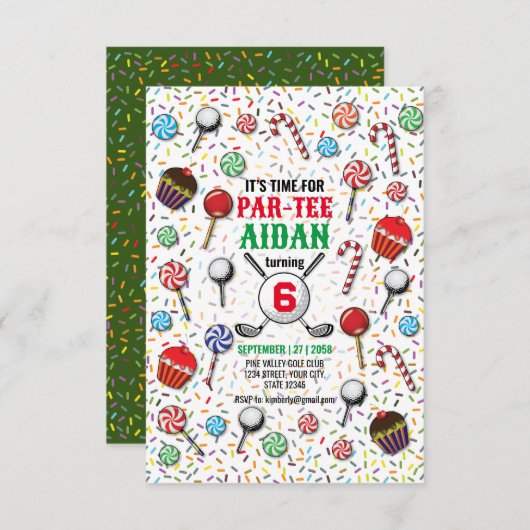 Invitation Golf sur mesure Anniversaire Par Tee Design (Devant / Derrière)