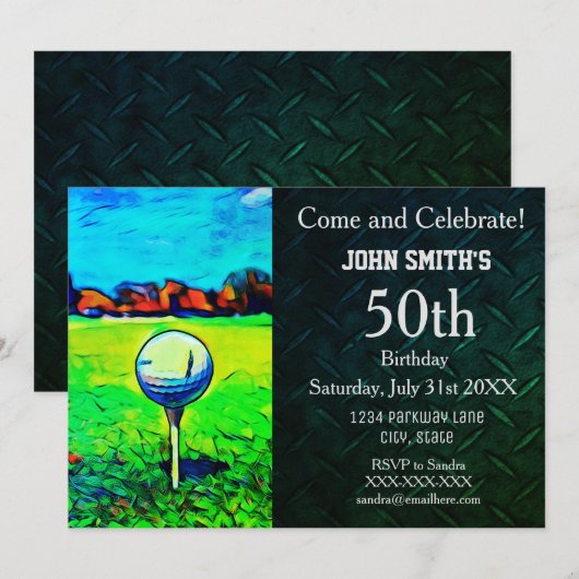Invitation Golf sur mesure Hommes Anniversaire Sports Hobby (Devant / Derrière)