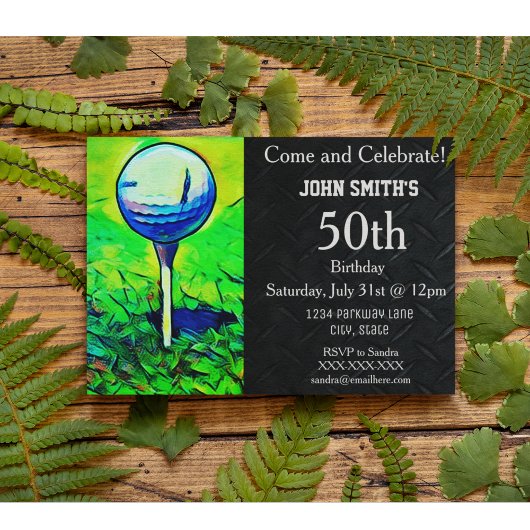Invitation Golf sur mesure pour hommes Anniversaire Sports Pè