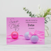 Invitation Golf sur Rose pour Woman Golfer tournoi Save Date (Debout devant)