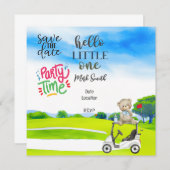 Invitation Golf Teddy Bear Boy pour le Baby shower (Devant / Derrière)