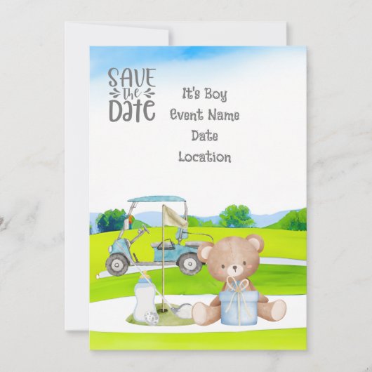 Invitation Golf Teddy Bear It's Boy for Baby shower (Devant)