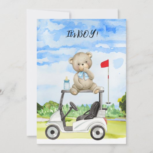 Invitation Golf Teddy Bear It's Boy for Baby shower (Devant)